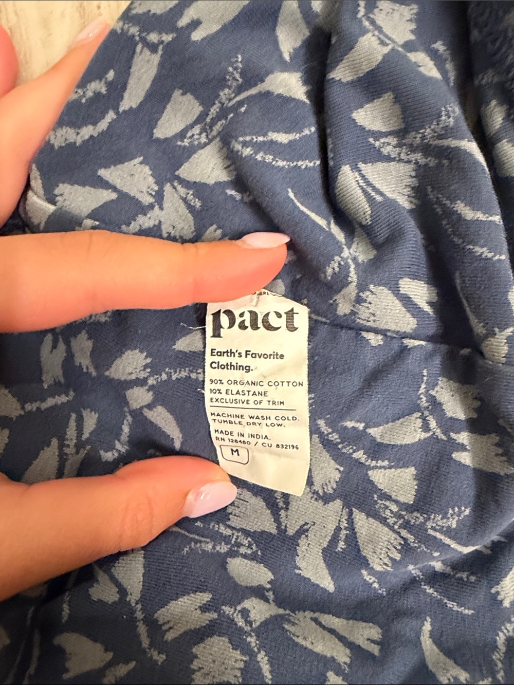 Pact Navy Blue Patterned Racerback Crop Tank - Picture 3 of 3